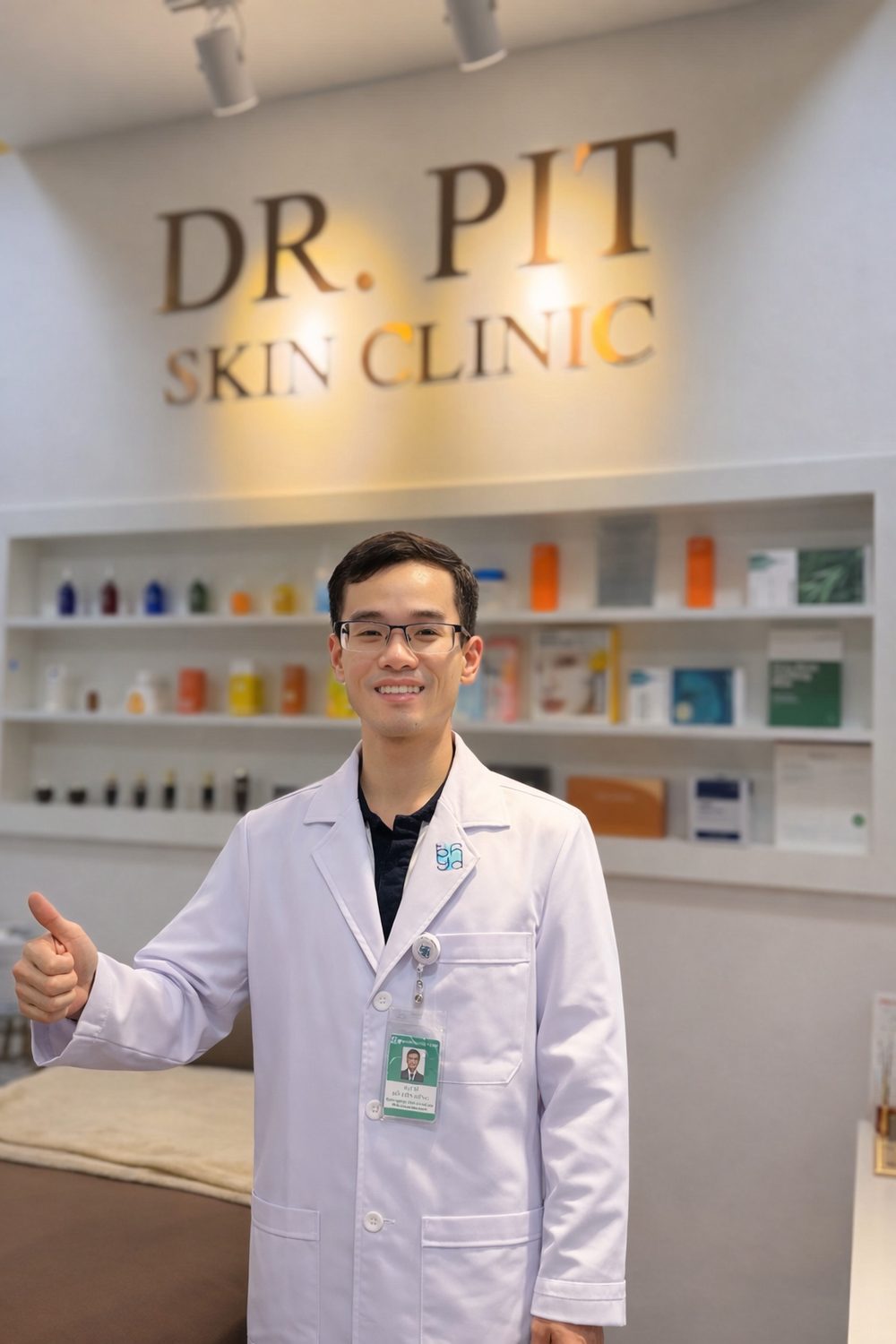 Bác sĩ tại quầy sản phẩm Dr. Pit Skin Clinic
